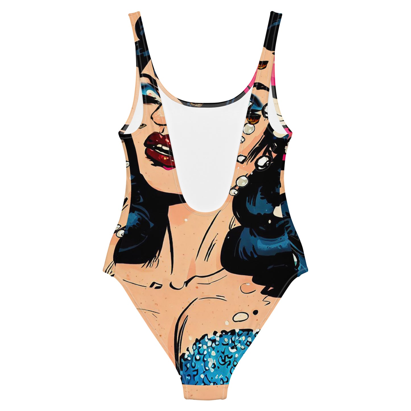Blue Glitter Siren (closeup) One-Piece Swimsuit