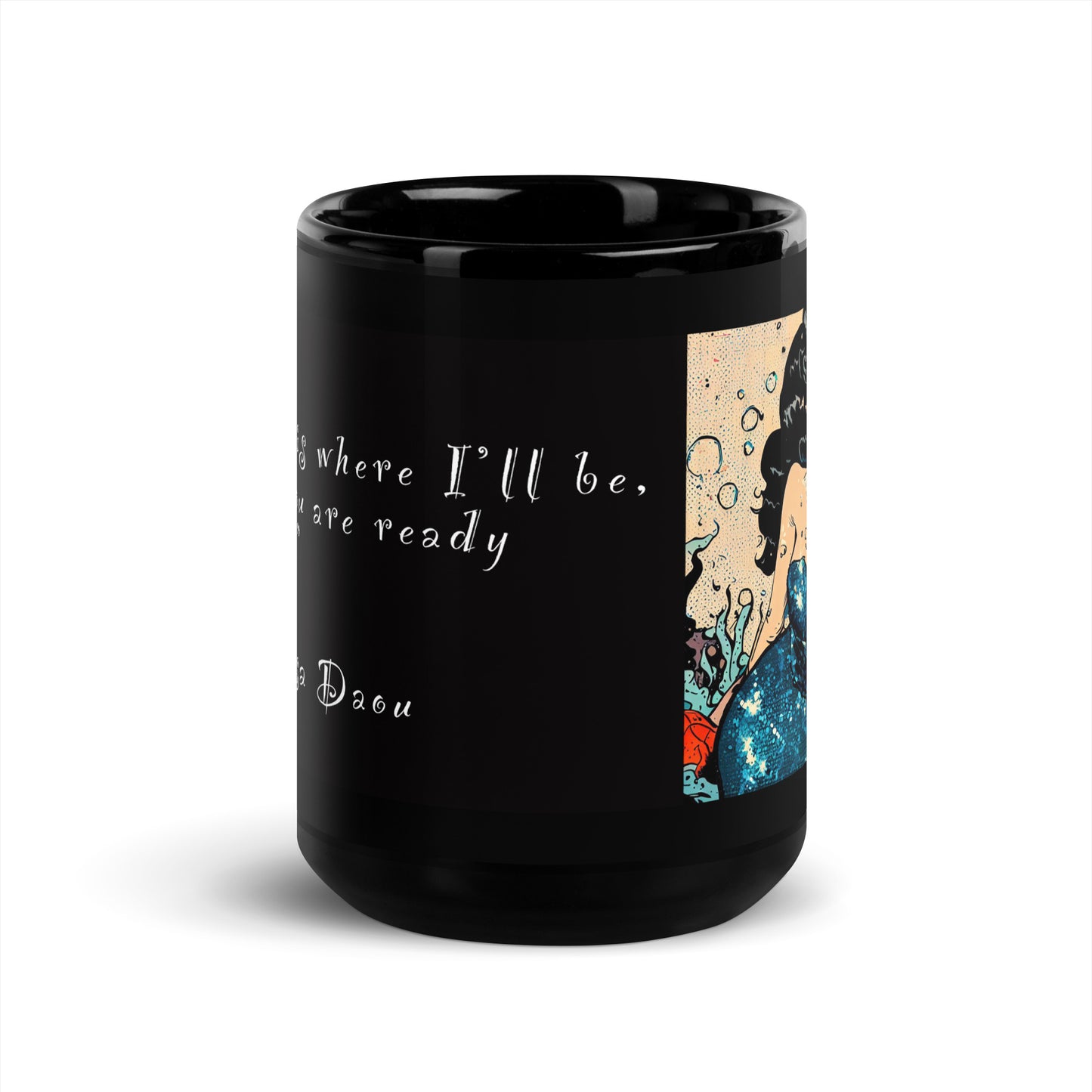 Blue Glitter Siren 15oz Black Glossy Mug