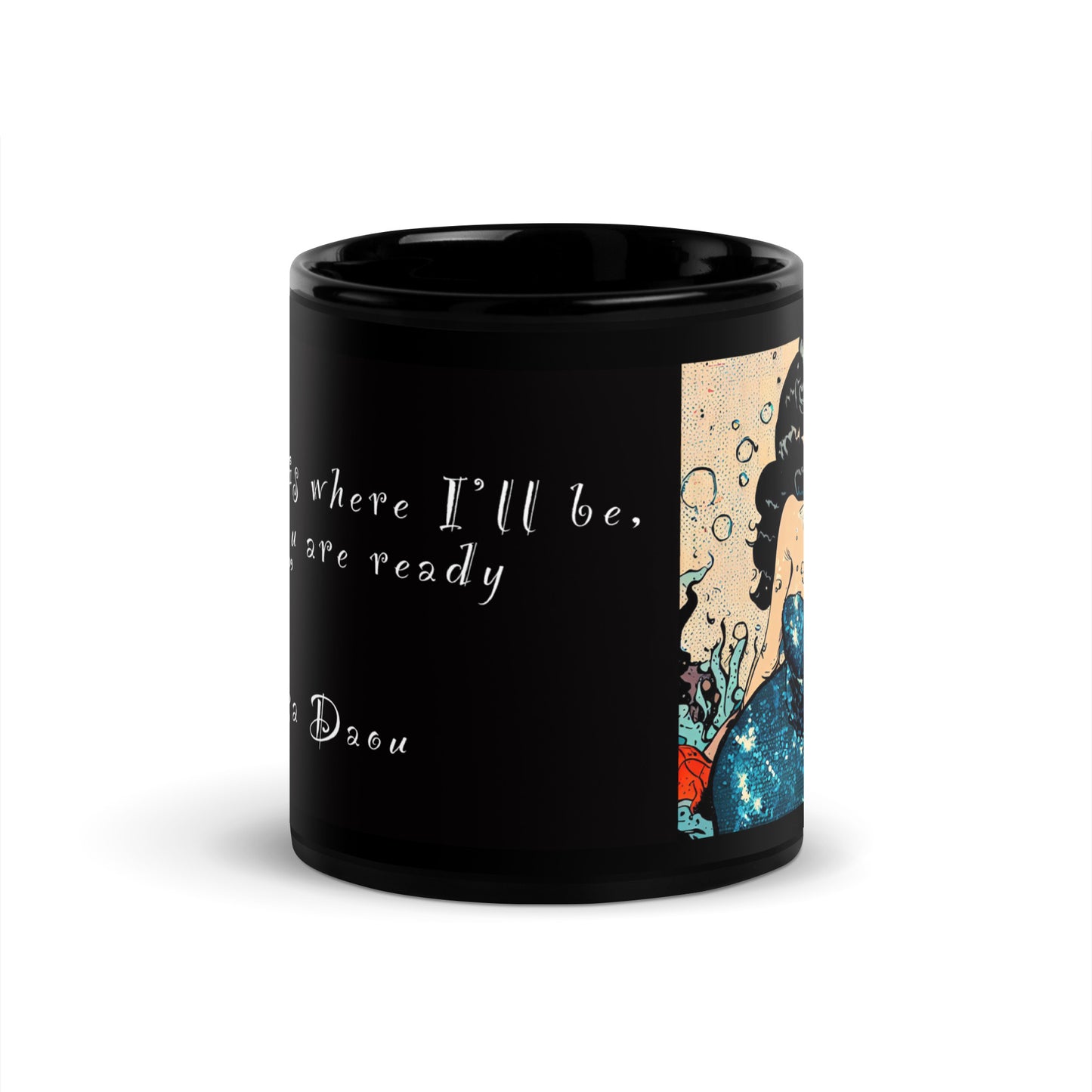Blue Glitter Siren 15oz Black Glossy Mug