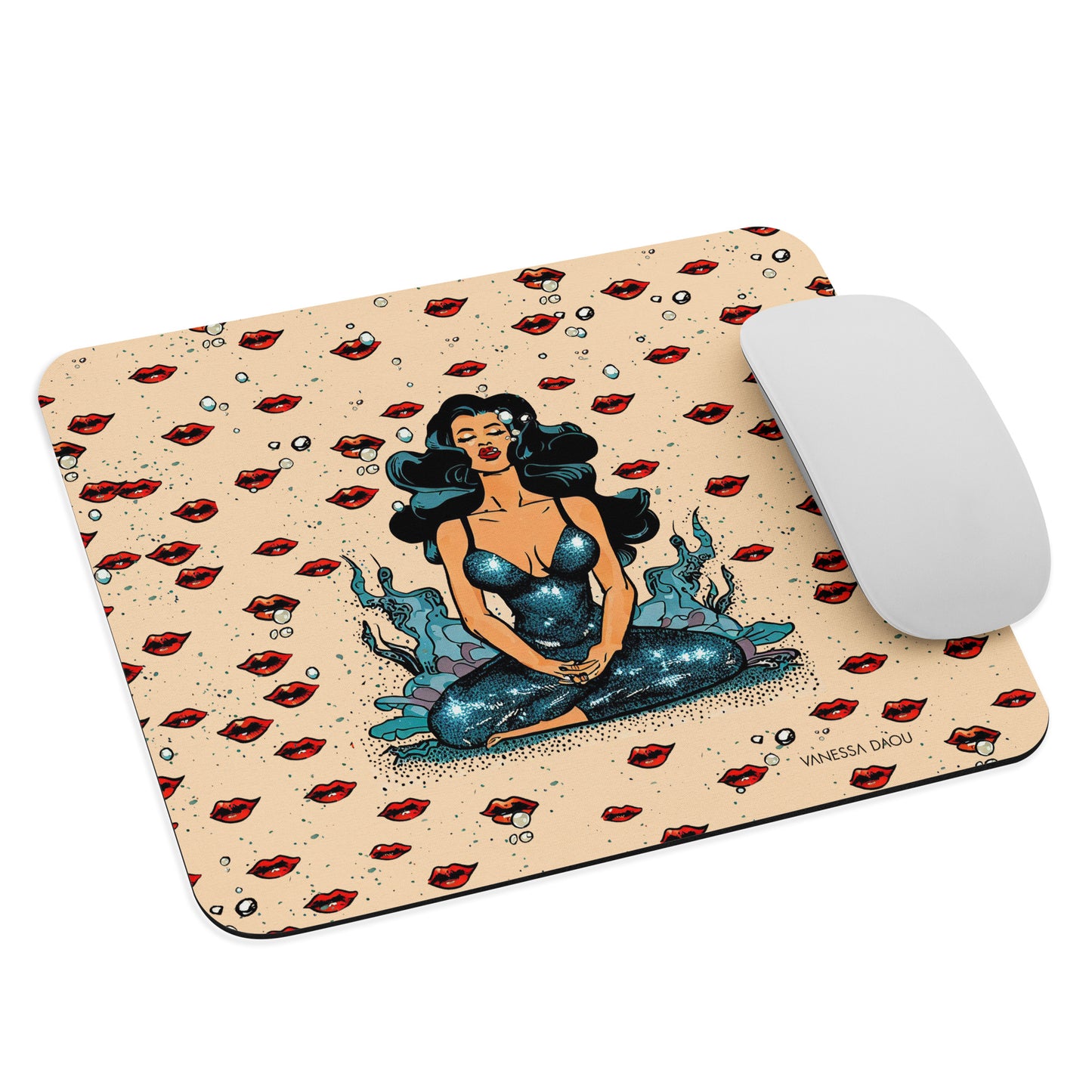 Blue Glitter Siren (Lotus pose #2) Mouse pad